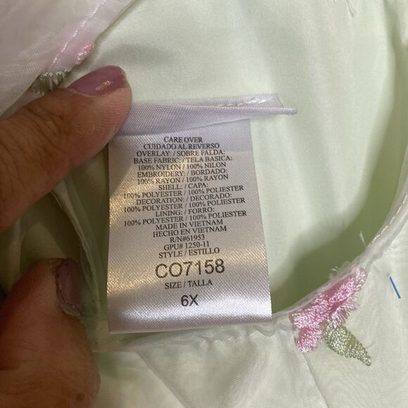 Jona Michelle Girls Dress Size 6 Spring Pastel Green Pink Floral Embroidered - Picture 9 of 12